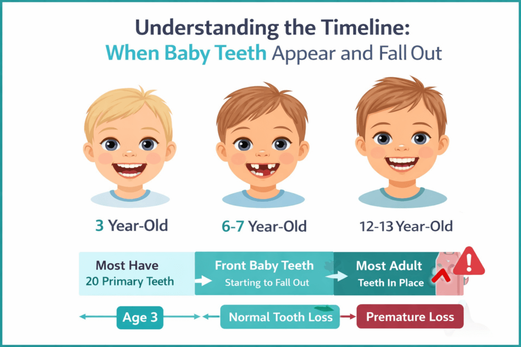 Timeline when baby teeth appear to fall out