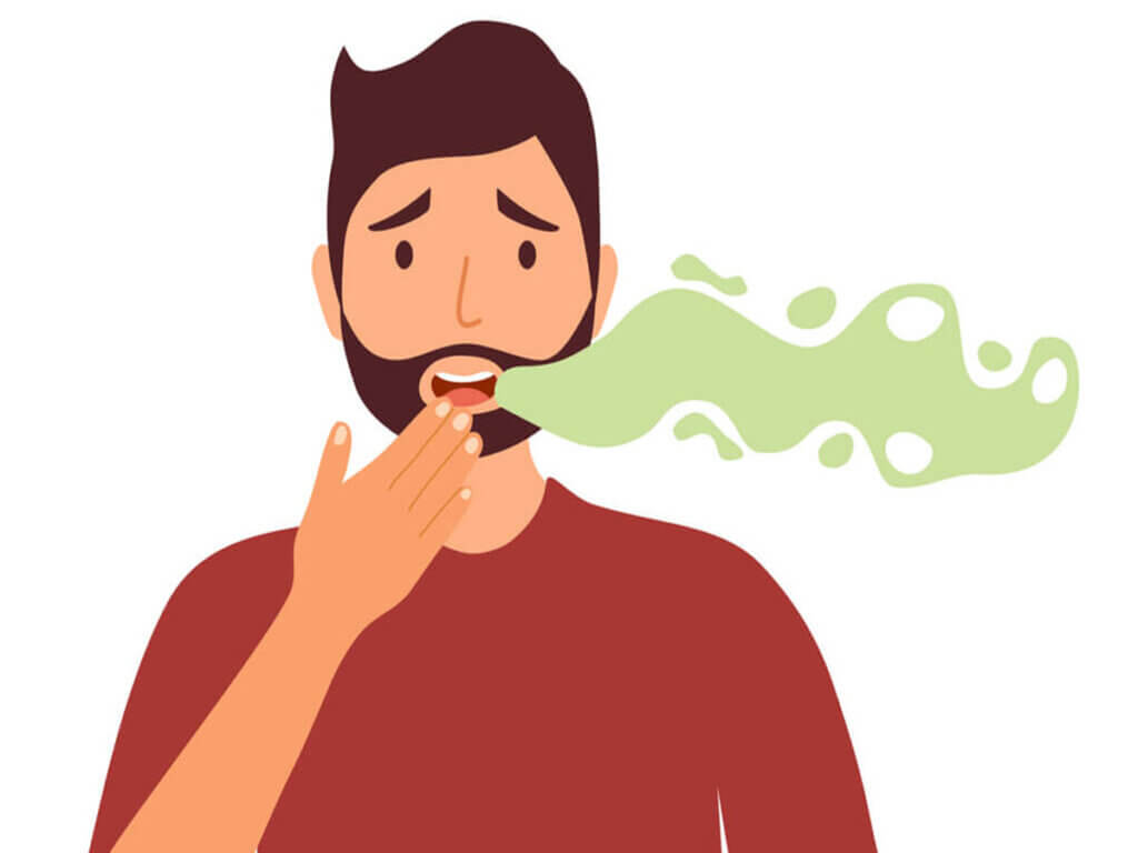 a drawing of a man with bad breath