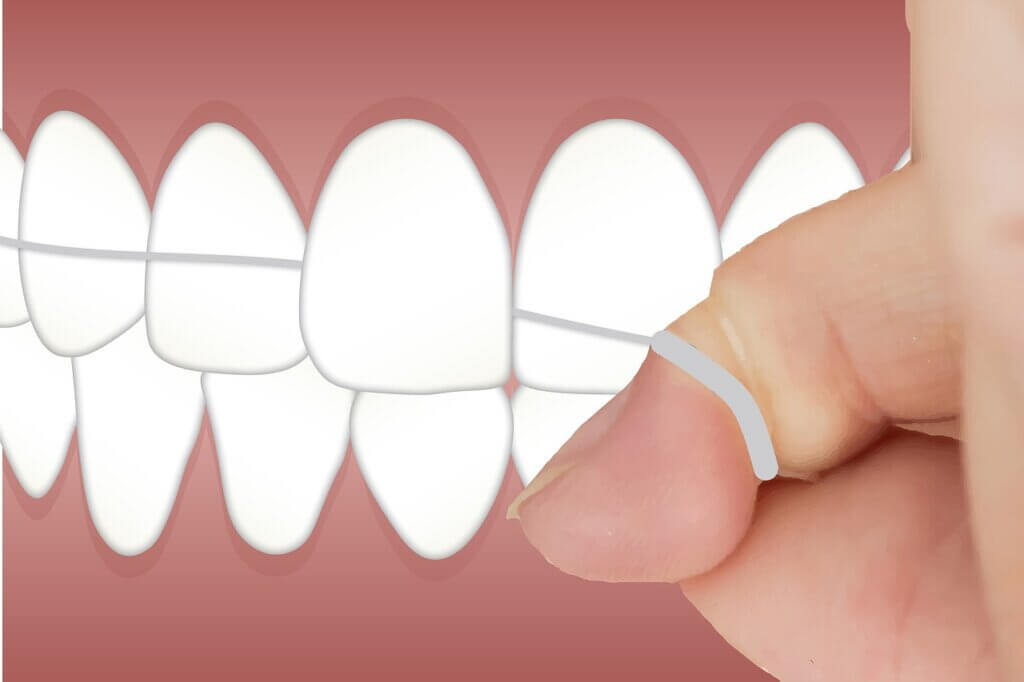 a close up image of dental flossing 